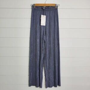 Zara Silver Accordion Pleated Pants Size S Wide Leg Party High Rise Size S